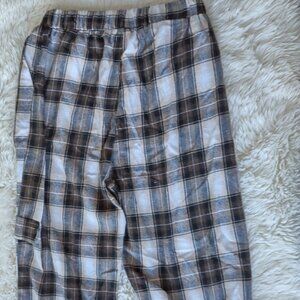 ROMWE brown plaid Pj flannel jogger M/6 lw